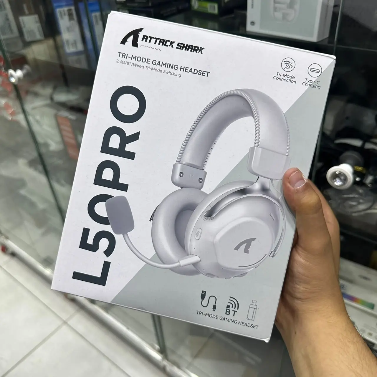 CASQUE GAMING ATTACK SHARK L50 PRO WIRELESS WHITE
